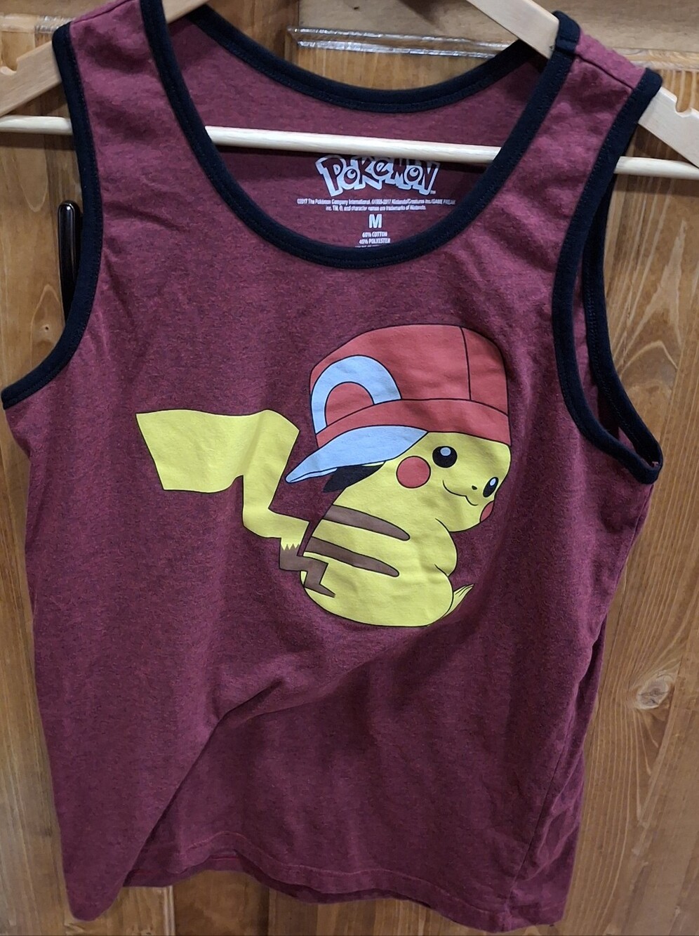 Mens Size Medium Burgundy Pikachu Tank Top Lightly Used